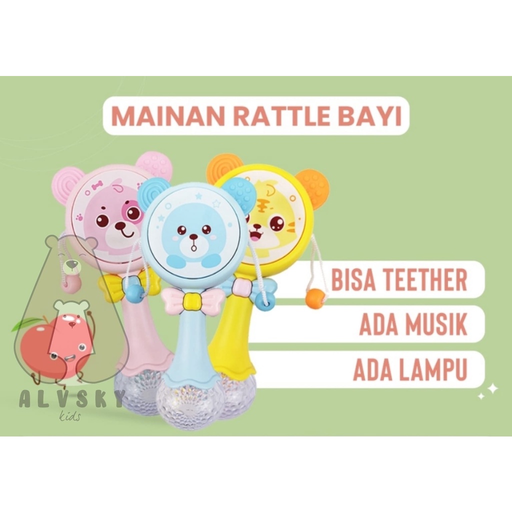 MAINAN ANAK TONGKAT RATTLE STICK MUSIK DAN TEETHER