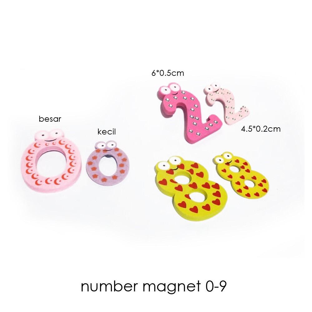 Tempelan Kulkas Angka Huruf Kayu Magnet Angka Number Alfabet Magnet 0-9