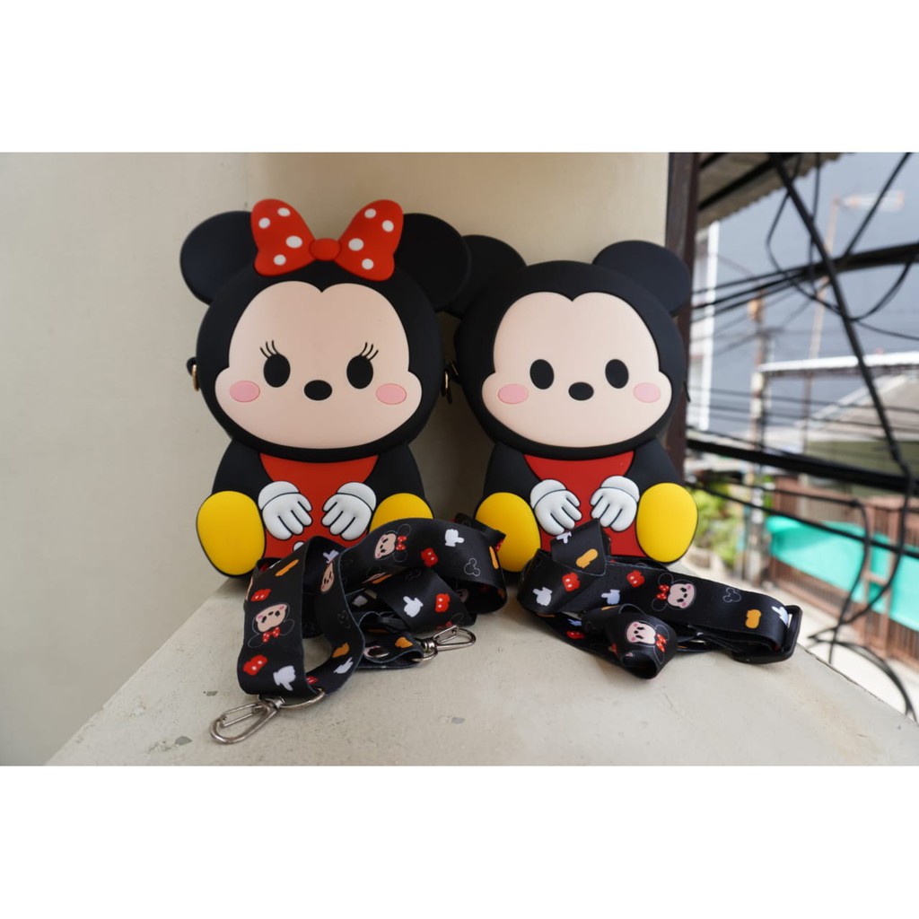 GL Tas Selempang Bahan Silikon Motif Kepala Beruang / Minnie/Minkey Besar