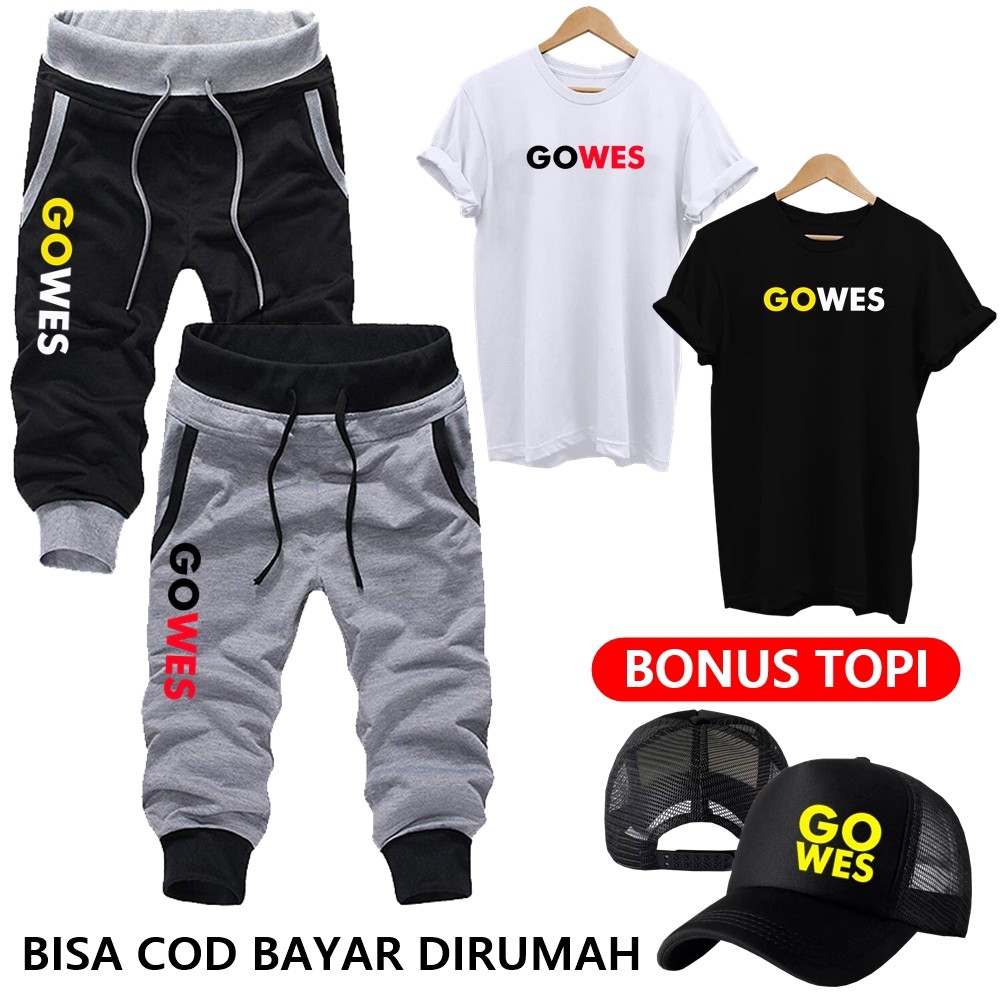  Celana  Jogger  GOWES Kaos  Bonus TOPI GOWES Shopee Indonesia