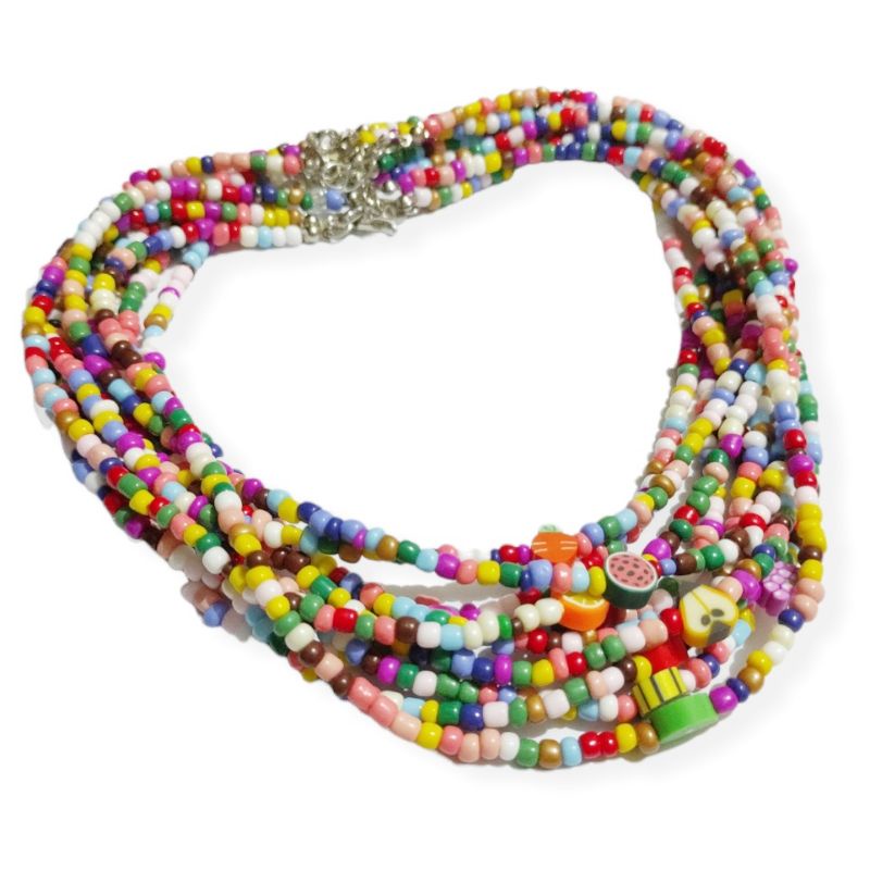 Kalung Bohemian Colorful Fruit Clay Beads Boho Style Necklace Buah Buahan Manik Warna Warni