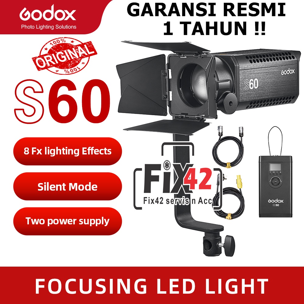 Jual Lampu LED Godox S60 60W Focusing LED Photography Continuous Light ...