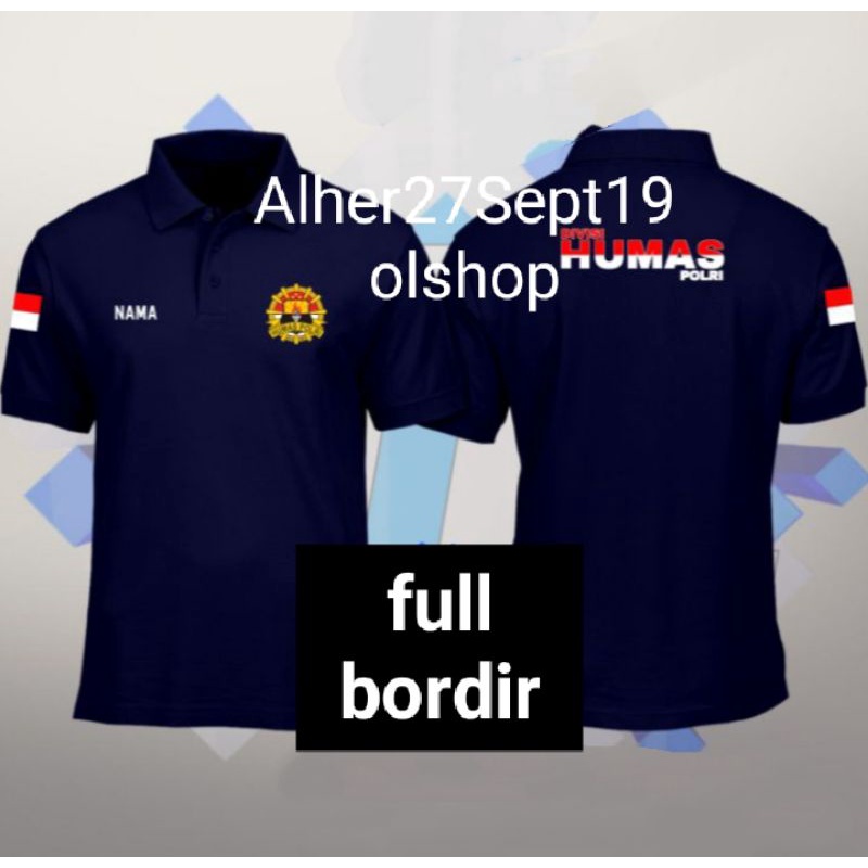 Kaos humas Polri baju humas Polri full bordir kaos polo humas Polri kaos katun humas Polri kaos kera