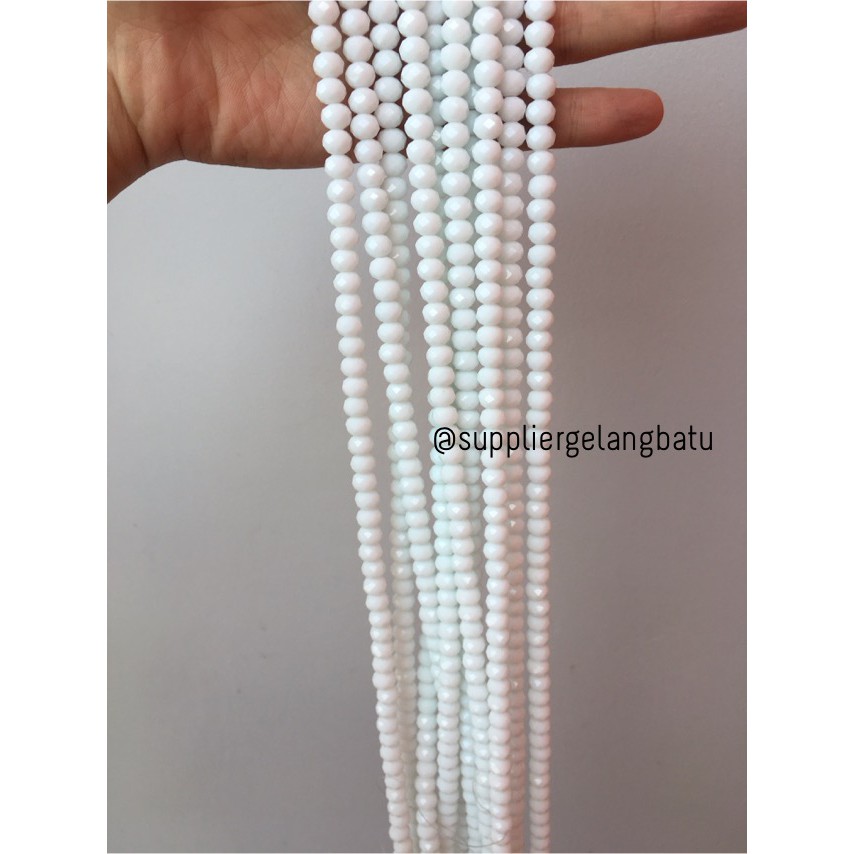 Crystal Ceko Doff 8mm PUTIH SUSU aksesoris beads manik donat rondelle bahan gelang kalung cewek bead