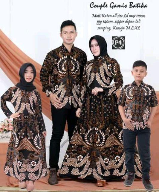 Cople Keluarga Batik Pekalongan Motif Gurita Besar Coklat