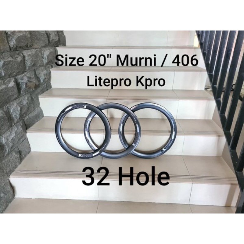 rims velg 20inch murni 406 litepro aero lubang 32hole bisa vbrake dan discbrake not Xlr8