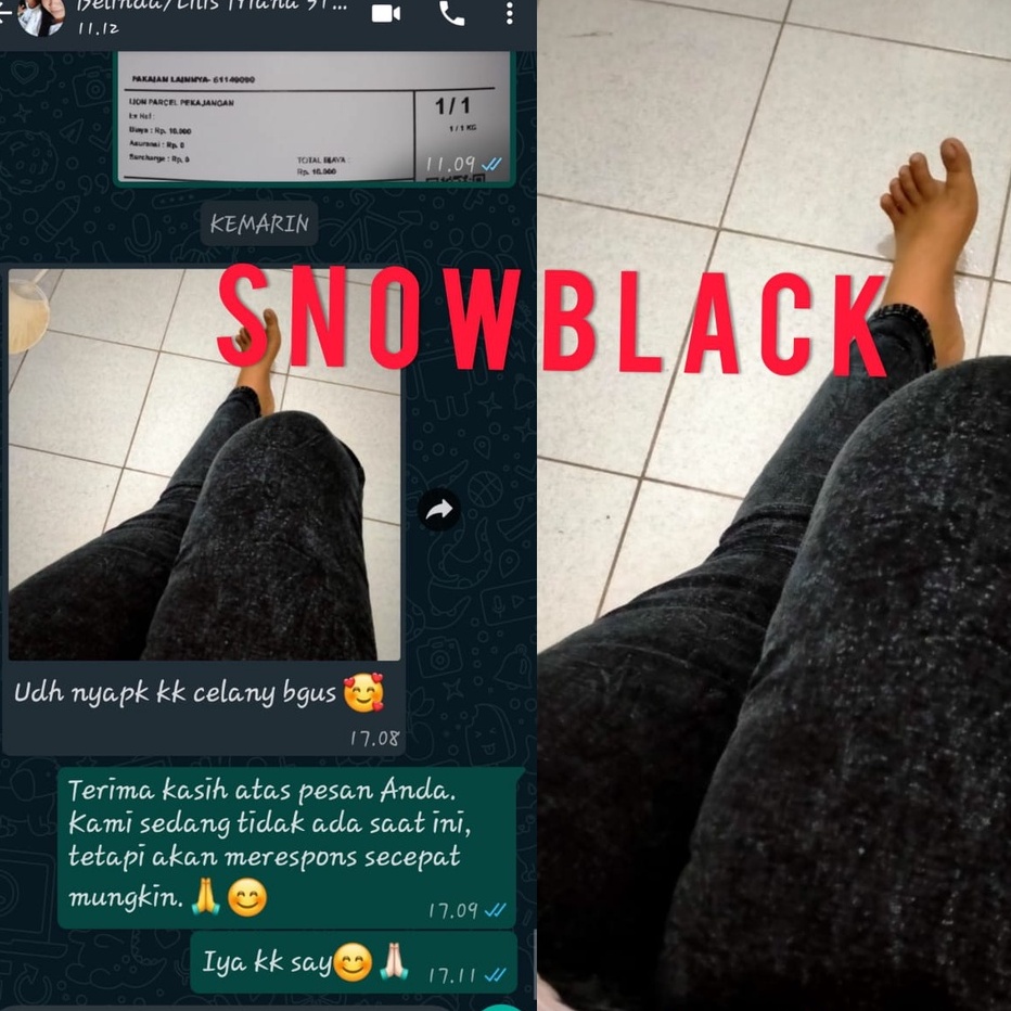 Celana Legging Jeans Wanita Jumbo Snow Celana Panjang Pinggang Full Karet Bigsize Snow 33 sampai 42