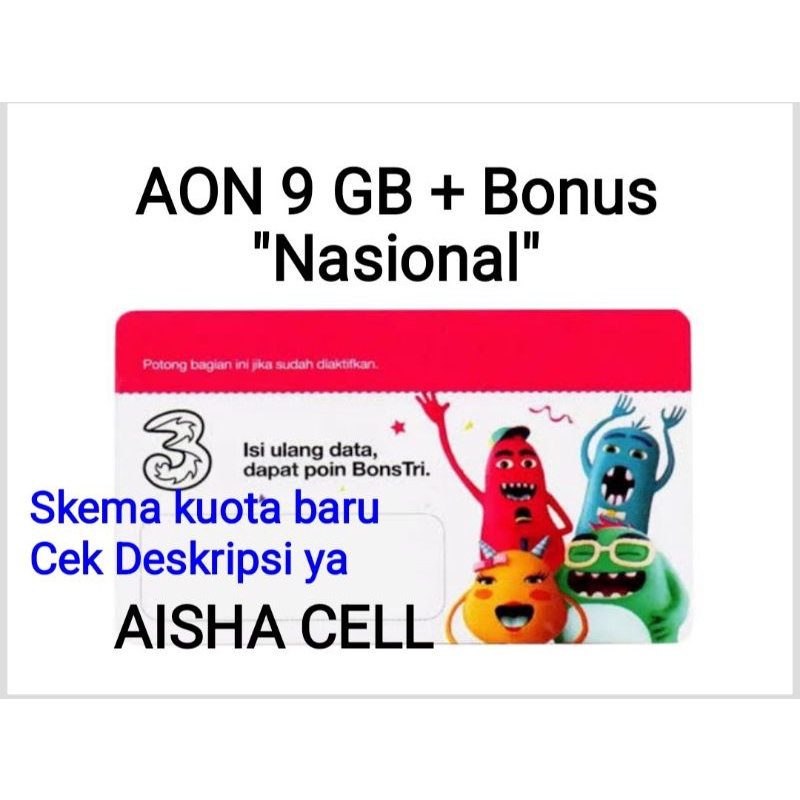 Voucher 3 Tri Three AON 9 GB NEW Jawa Timur