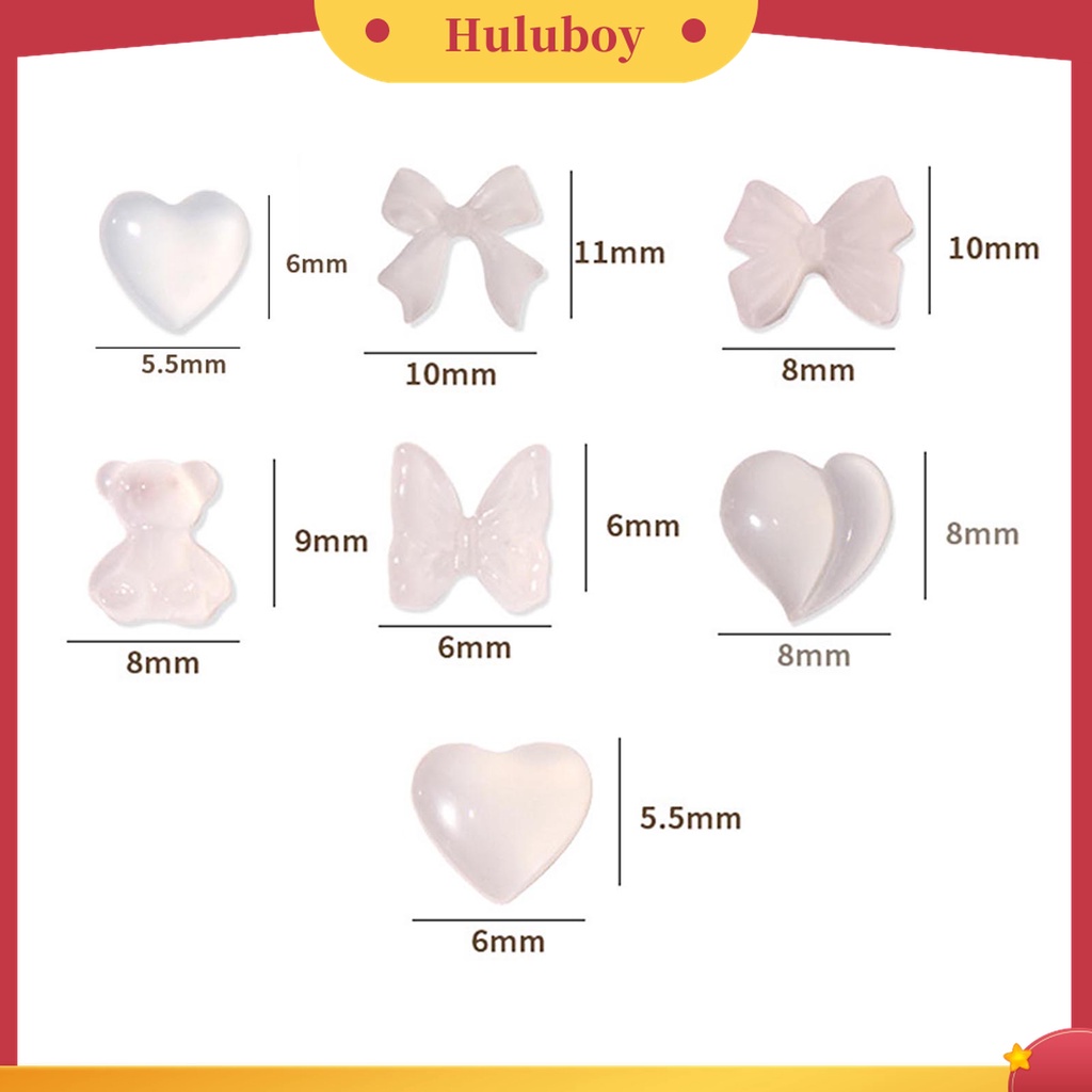 Huluboy Huluboy♡ 50pcs / Set Ornamen Kuku 3D Bentuk Hati Dapat Berubah Warna Untuk Dekorasi Nail Art