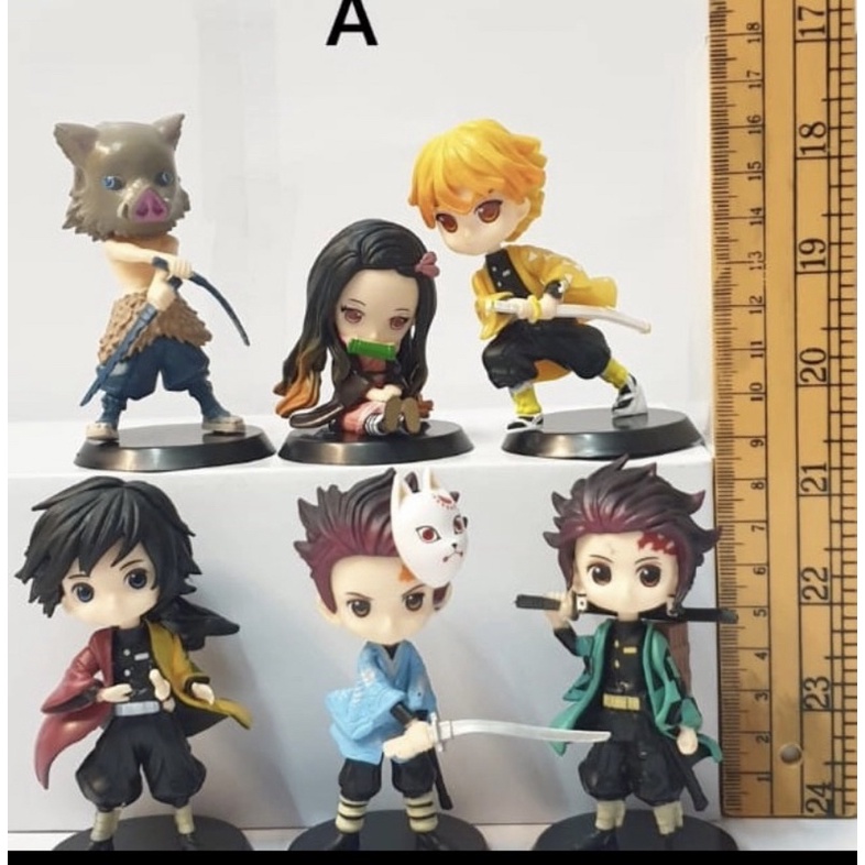 Action figure kimetsu no yaiba set isi 6 pcs figure