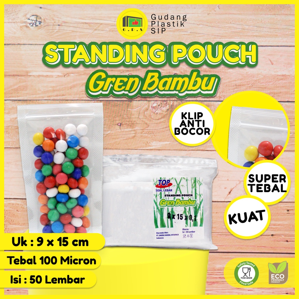 PLASTIK STANDING POUCH 9X15 CM / PLASTIK KLIP BERDIRI ISI 50