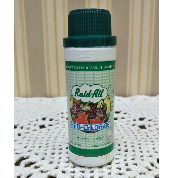 Anti Chlorine Clorin Cair obat ikan aquarium Raid All 100 Ml