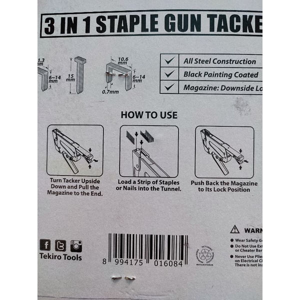 tekiro SG1672 staples gun tacker 3 in 1 6-14mm staples tembak SG 1672