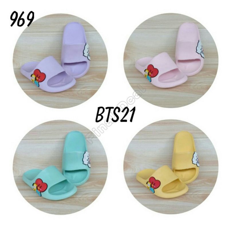 Sandal Rumah Boneka BTS21 Idol Korea Warna 26-31 Sandal Slop Eva Anti Slip Indoor Outdoor Lucu