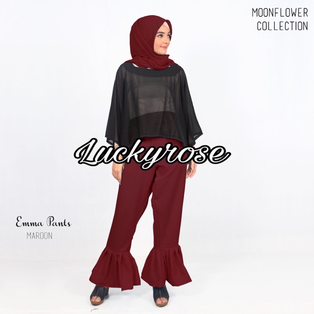 Ruffle pants/ celana bahan / celana ruffle / celana hitam /long pants