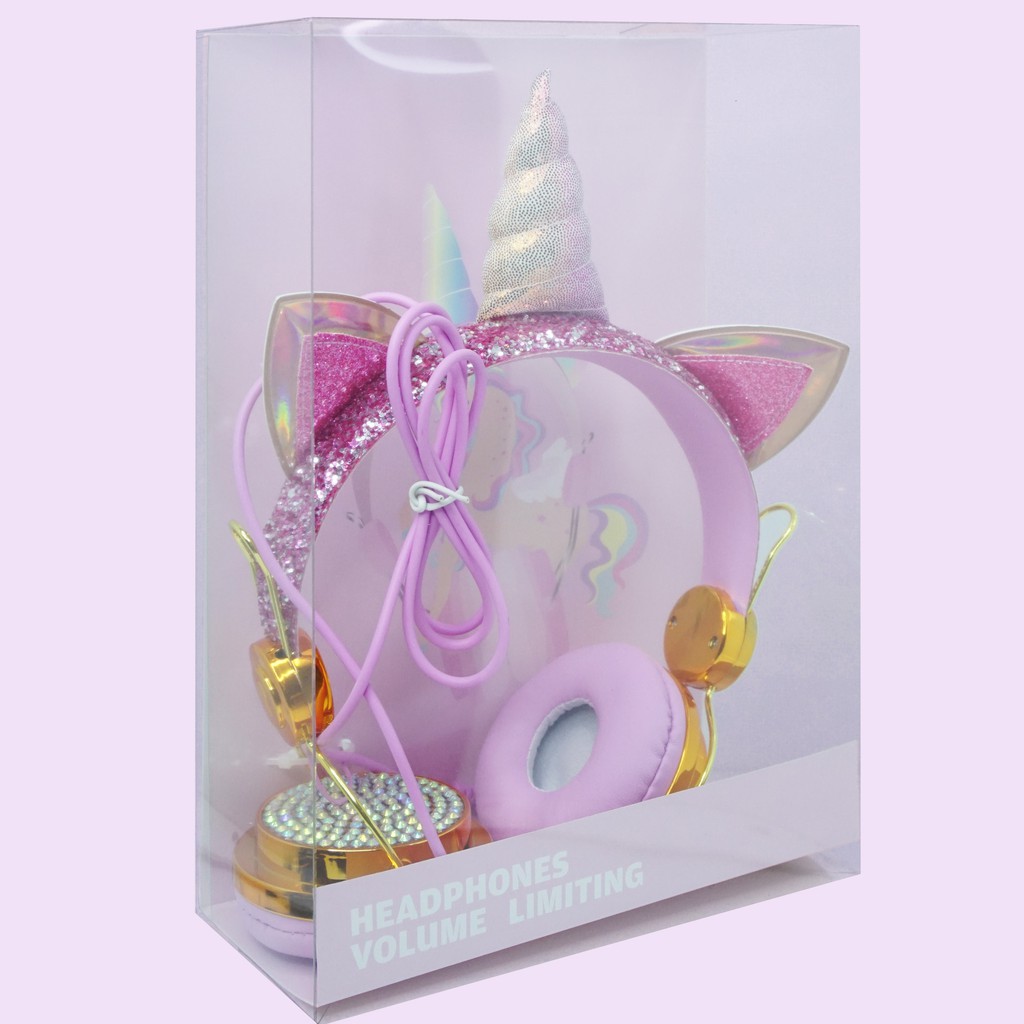 Headset/Headphone Bando Karakter Motif Unicorn Diamond Import Glitter Plus Mic