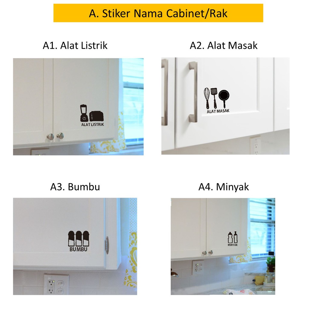 Stiker Nama Cabinet Rak Kitchen Set Sticker Bumbu Dapur Alat Masak