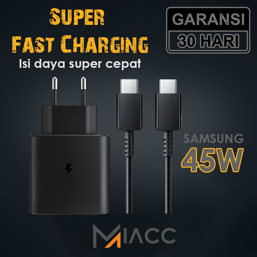 CHARGER SAMSUNG A80 NOTE 10 20 S20 S21 ULTRA TYPE C 45W SUPER FAST CHARGING ORIGINAL
