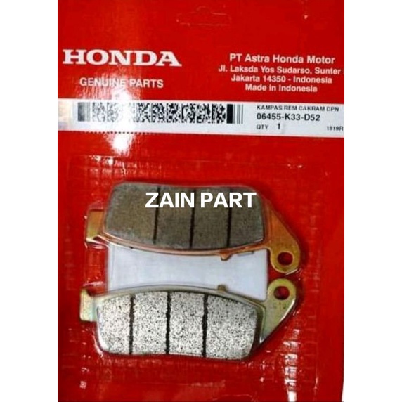 kanvas rem/dispad/padset depan CBR 250RR 06455-k33-D52 original