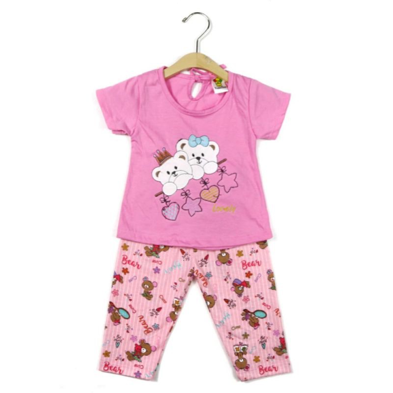 SETELAN FASHION PAKAIAN BAJU ANAK PEREMPUAN 1 TAHUN MOTIF BEAR KEMBAR