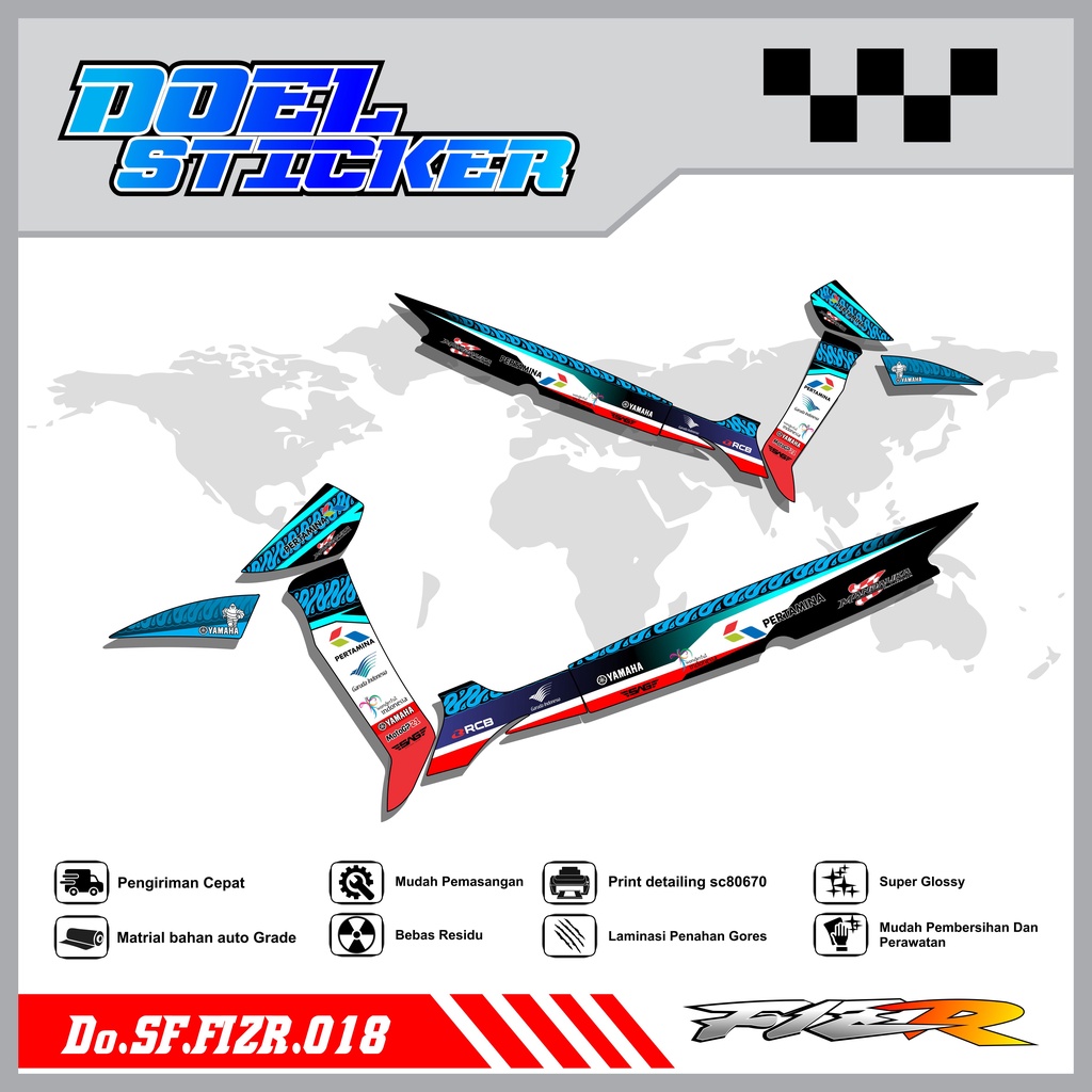 STICKER STRIPING FIZ R - STICKER STRIPING LIST VARIASI HOLOGRAM , CROME FIZ R DOEL 018