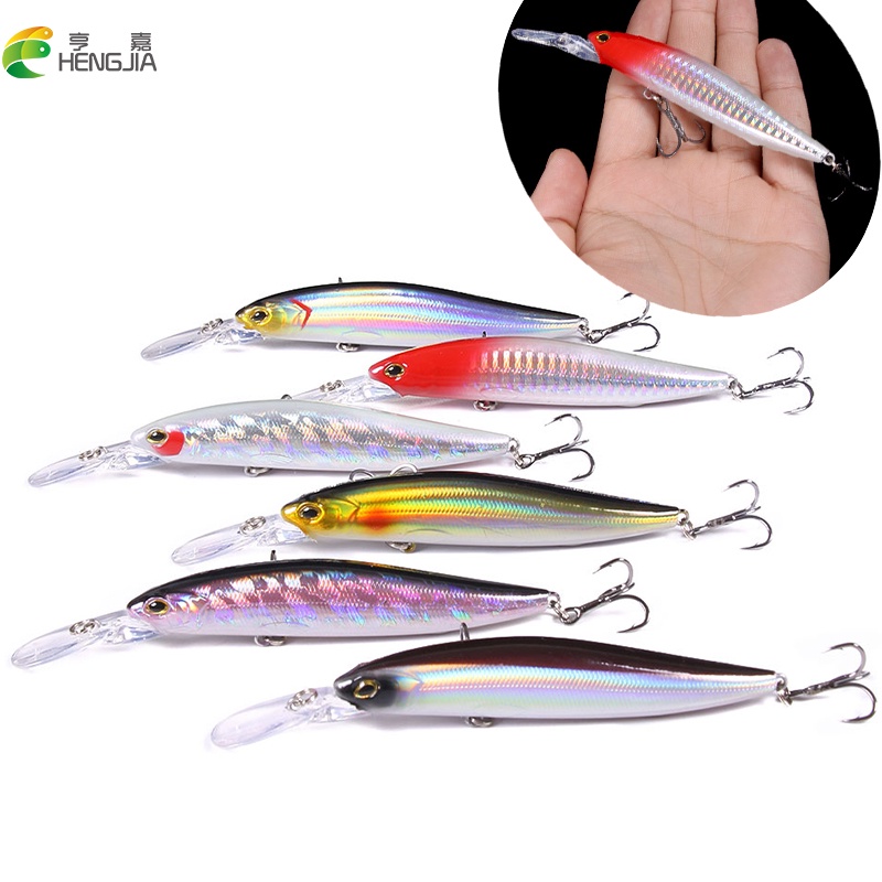 Hengjia 1pcs Casting Minnow Tenggelam Ikan Kecil 13cm 15.5g Magnet Memancing Umpan Laser Fishing Lures Buatan Plastik Keras Untuk Memancing