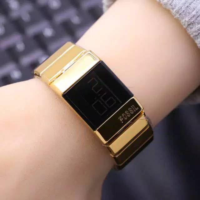 Best Seller - Jam tangan wanita cewek jam tangan digital digi FOS AC 9100 kotak rantai steel