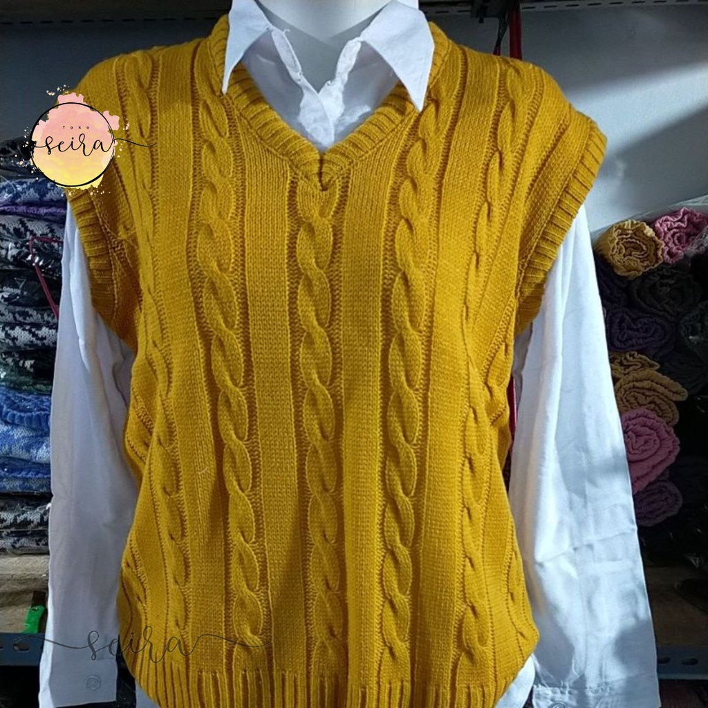 [BISA COD] Vest Cable Rajut / Honey Vest / Rompi Rajut Tali / Rompi Korea Trendy / Rompi Rajut Wanita / Rompi Rajut Tali Kepang / Vest Rompi Cable / Rajut Tebal Outerwear