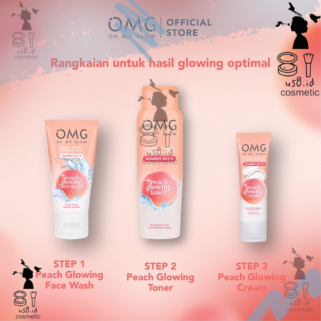 OMG Oh My Glow Paket Lengkap Skincare Peach Glowing | Face care Skincare Oh My Glow Original BPOM