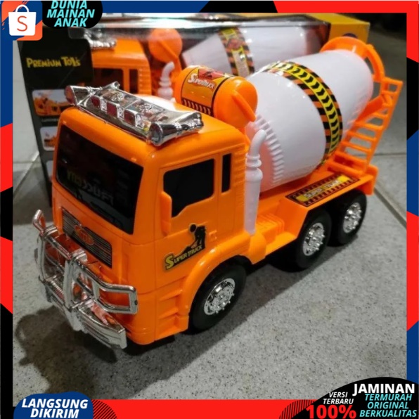 Mainan Mobil Mobilan Truk Molen Ukuran Besar Bump Go -Mixer Truck Mobil Baterai Anak Edukatif Murah