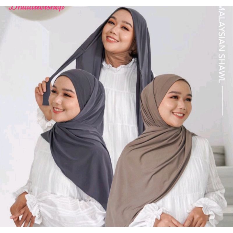 Jilbab Pasmina Malay Ceruty Tali Besar/Pasmina Malaysia Ceruty Premium Gratis Ongkir
