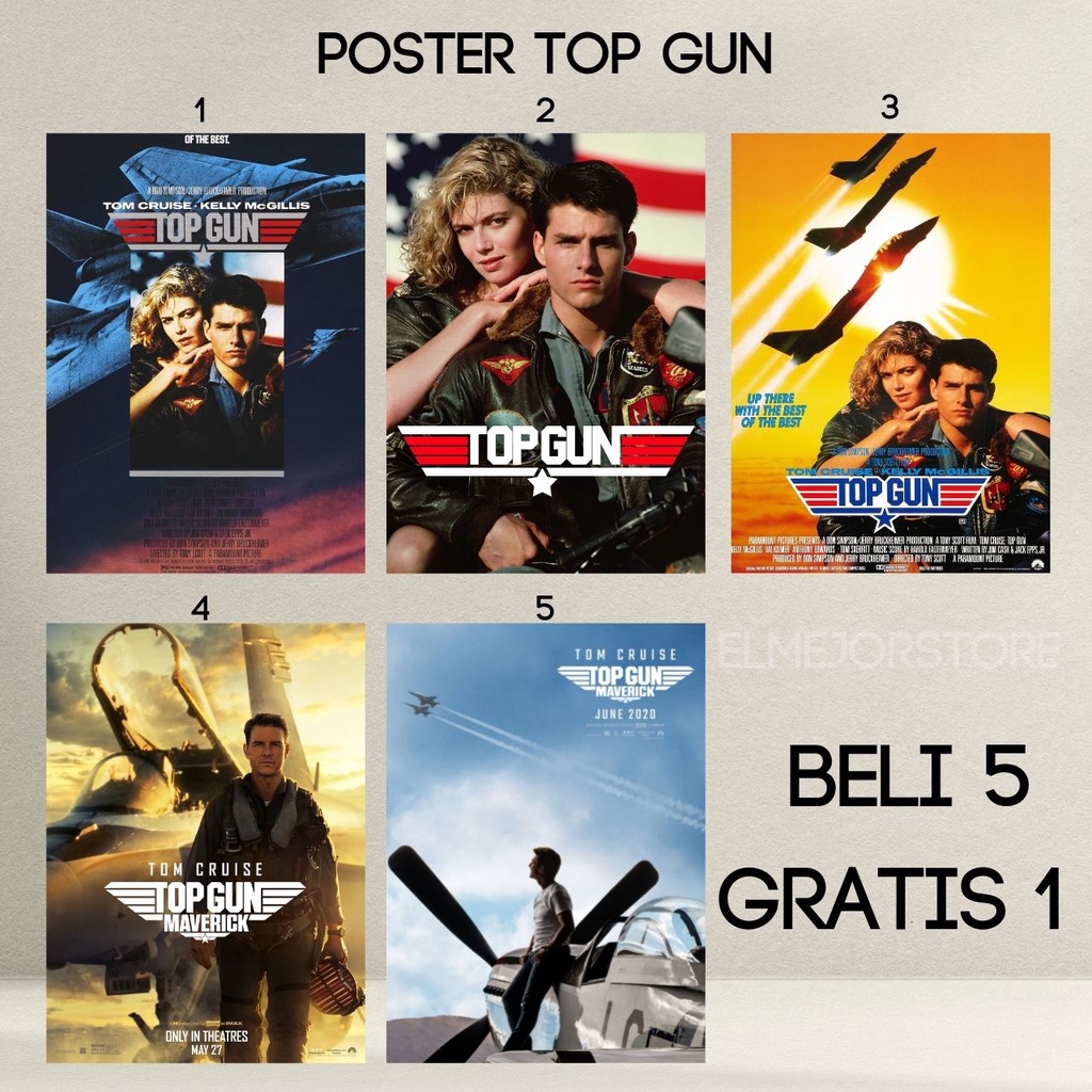 Poster Top Gun 1986 Top Gun Maverick Tom Cruise Poster Film Hiasan Dinding Wall Decoration Murah
