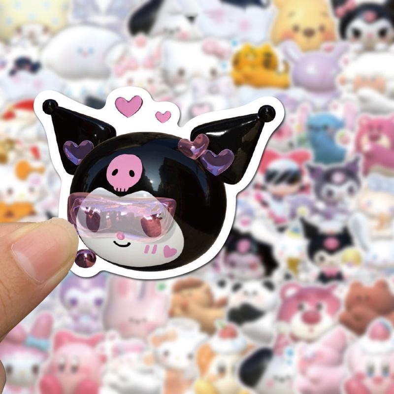 2022 50pcs Stiker Kartun 3D Kuromi My Melody Anti Air Untuk Skateboard / Gitar / Laptop / Sepeda