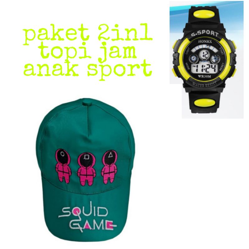 COD topi anak terbaru karakter squid game BORDIR bonus jam tangan sport keren