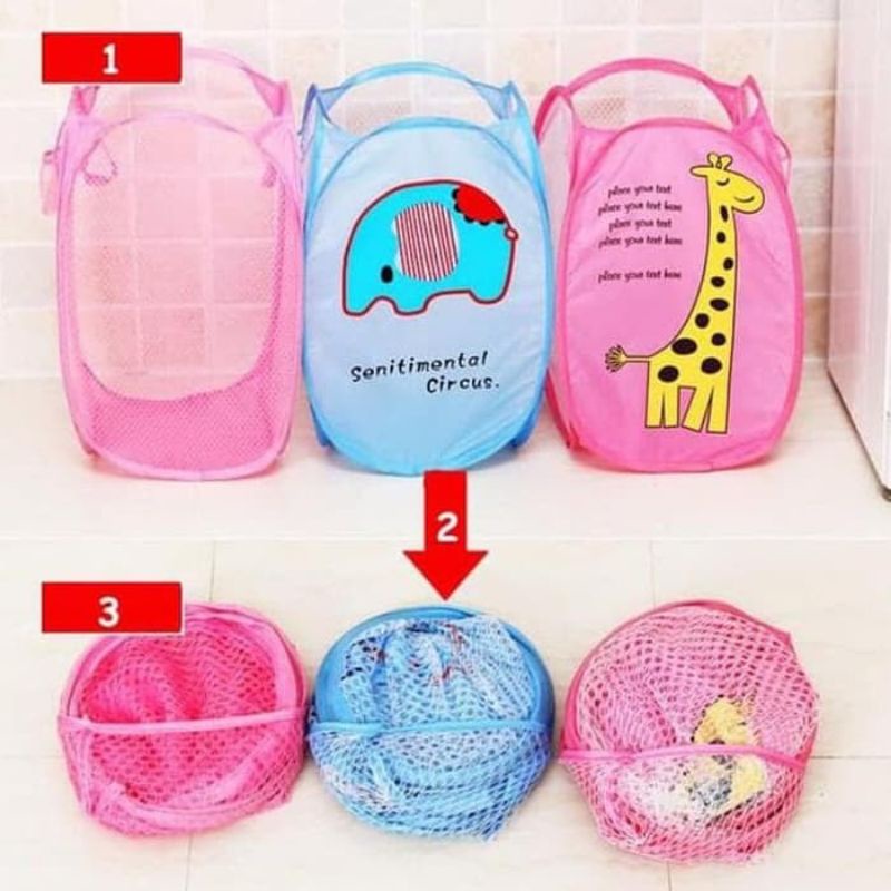 Keranjang baju kotor lipat karakter/laundry basket