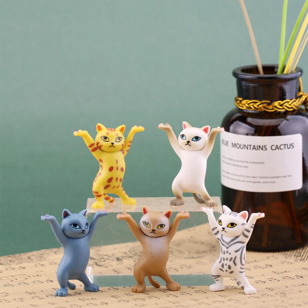 [Elegan] Kucing Action Figure Dance PVC 5pcs/set Micro Landscape Anime Dekorasi Rumah Patung Kecil Kartun Figure Ornamen