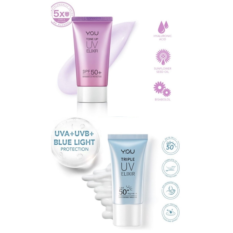 YOU Triple UV Elixir Sunscreen Gel SPF 50+ PA++++ | YOU Tone Up UV Elixir SPF 50+ PA++++ Intensive Protection