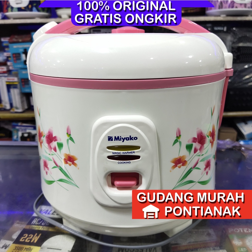 Ricecooker Miyako Anti Penyok dan Anti Karat MCM 507 Pink Bunga Magicom penanak nasi dan penghangat