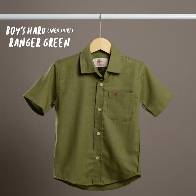 Wanderkids Haru Linen Shirt Kemeja Anak Laki-Laki Cowok Boy Jepang - Ranger Green