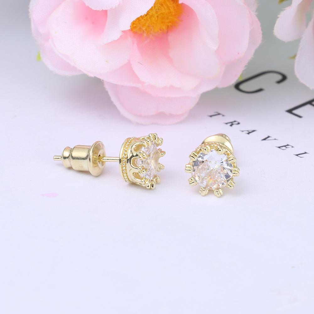 R-flower 1pasang Anting Stud Trendy Pria Zirkon Perhiasan Fashion