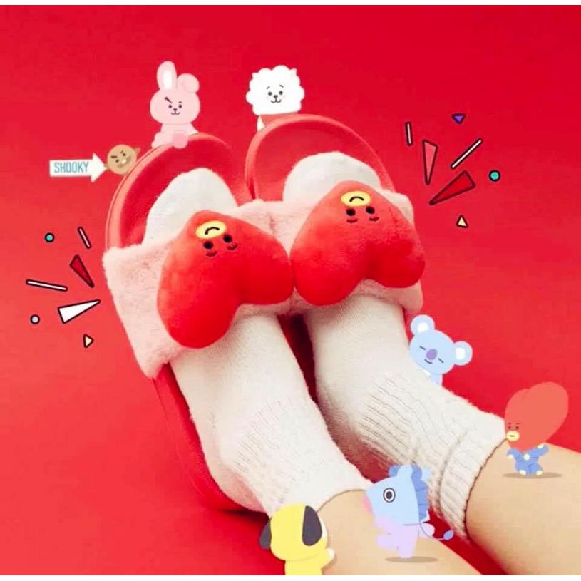  Sandal  Selop  Unisex Model Kpop BTS  bt21 Kartun untuk Musim 