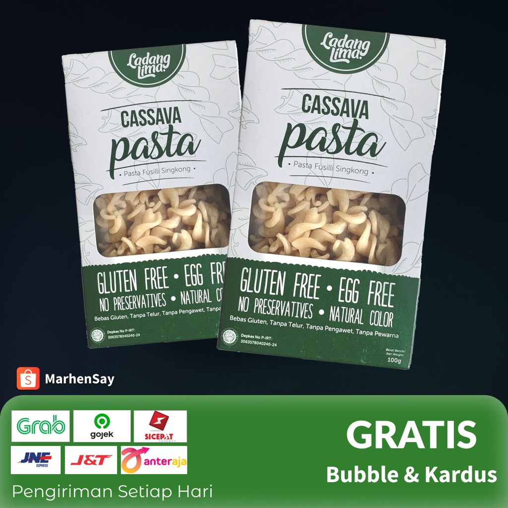 

cassava pasta fusilli singkong ladang lima gluten free