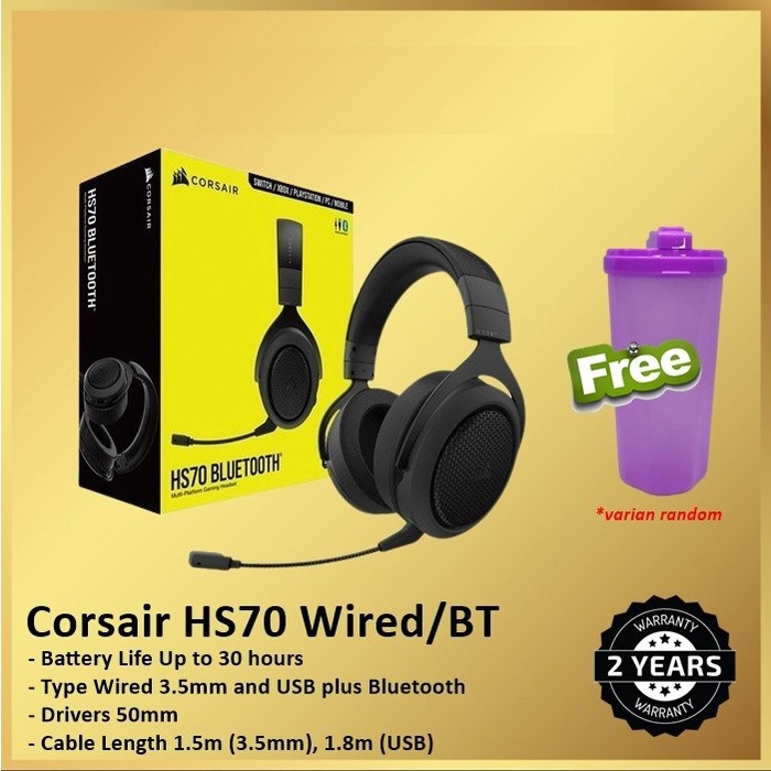 Corsair HS70 Wired Bluetooth Gaming Headset Headphone HS 70