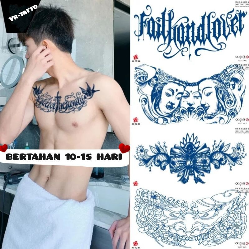 Tatto Dada Tulisan Kembang Bunga Tahan Lama 10-15Hari MODEL GZXT