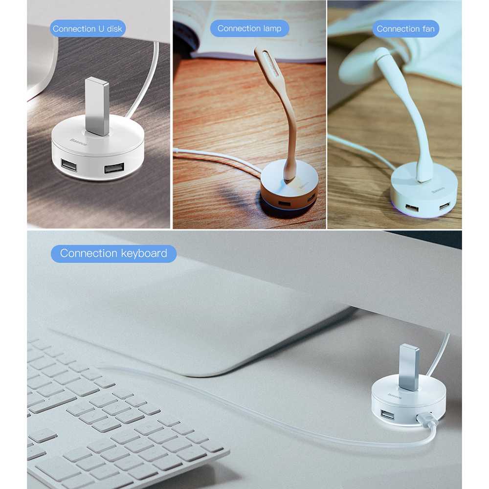 Baseus USB Hub Adapter 3 x USB 2.0 + 1 x USB 3.0 - C30A/C-03-Hitam-Koneksi-USB Type C