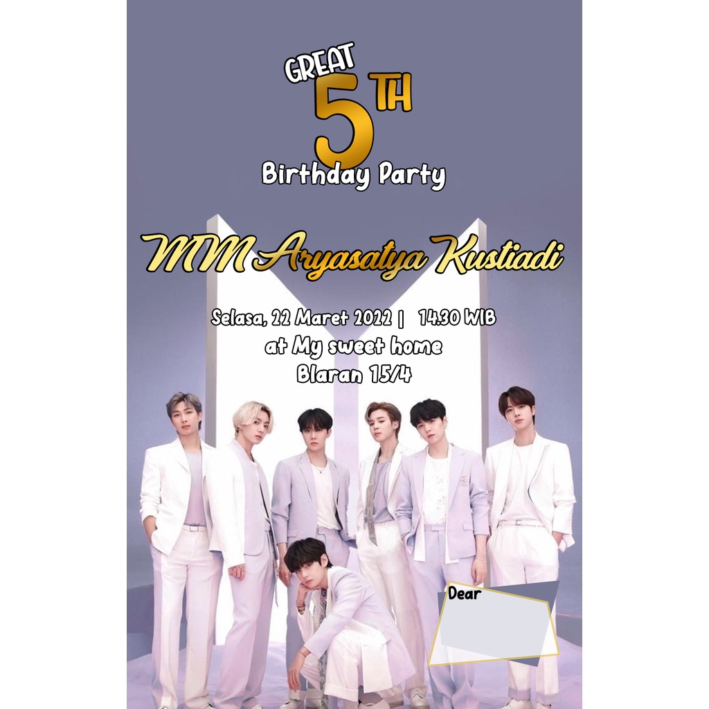 BALADA PARTY Undangan Ulang Tahun BTS | Undangan BTS | Undangan Sweet Seventeen Tema BTS