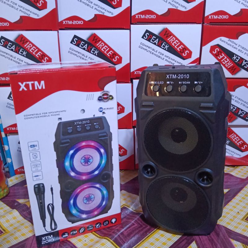 speaker bluetooth super bass, speaker bluetooth XTM 2010 free mic bisa karoke