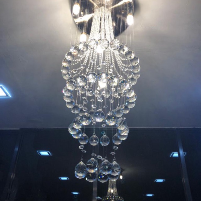 Lampu plafon kristal void tangga hias elegan minimalis 2440