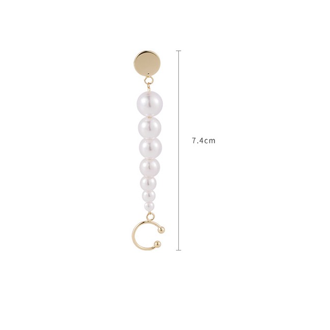 LRC Anting Tusuk Fashion White Gradient Pearl Geometric Alloy Earrings P22326