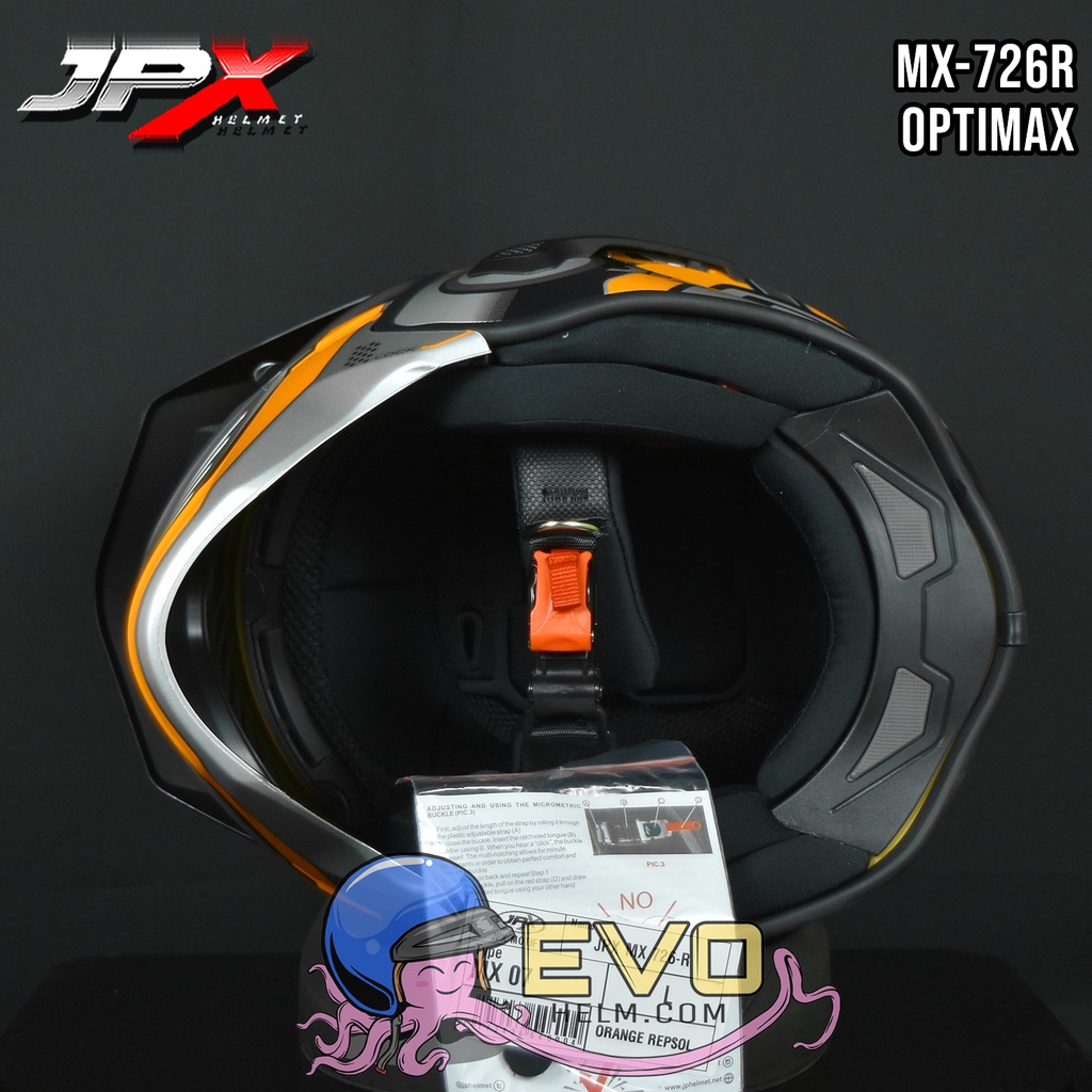 HELM JPX MX726R 07 OPTIMAX ORANGE MOTIF ROBOT JPX - ORIGINAL HELM JPX MX-726R R 07 OPTIMAX